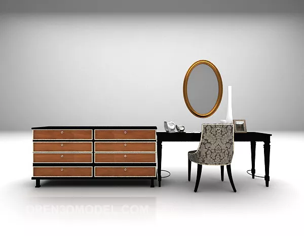 Square Mirror With Lamp Top 3d model