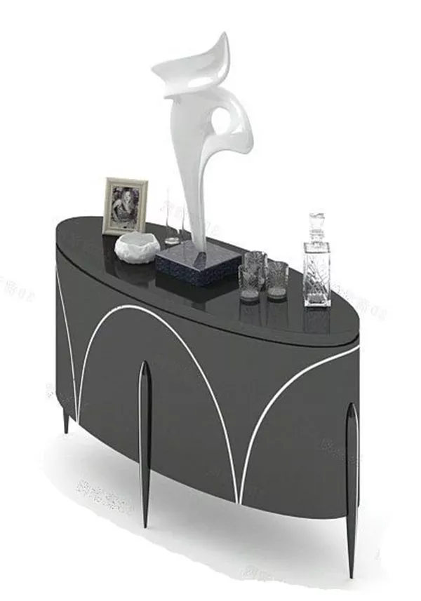 Black Wooden Oval Side Cabinet 3d model Black Wooden Oval Side Cabinet 3d model