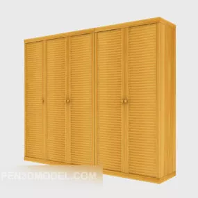 Pine Wood Large Wardrobe 3d model