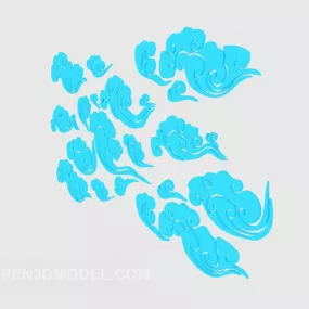 Blue Cloud Wall Painted 3d model
