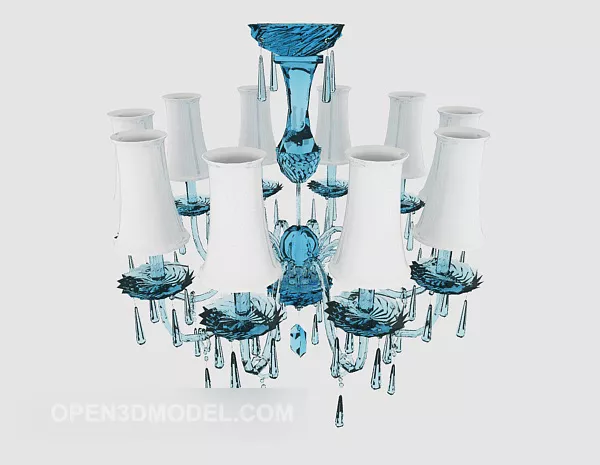 Blue Crystal Chandelier 3d model Blue Crystal Chandelier 3d model
