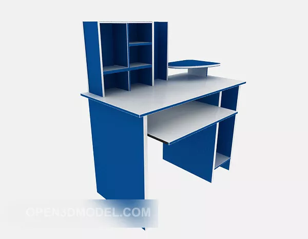 Blue Desk Work From Home 3d model Blue Desk Work From Home 3d model