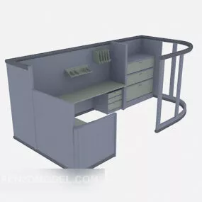Blue Office Working Desk 3d model