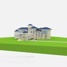 Blue Roof Villa Building 3d model