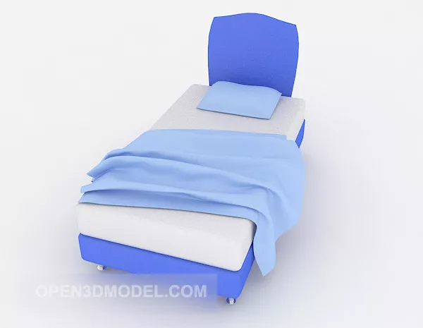 Blue And White Single Bed 3d model Blue And White Single Bed 3d model