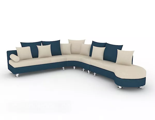 Blue White Two-color Multi-seaters Sofa 3d model Blue White Two-color Multi-seaters Sofa 3d model
