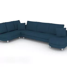 Blue Fabric Set Of Sofa 3d model