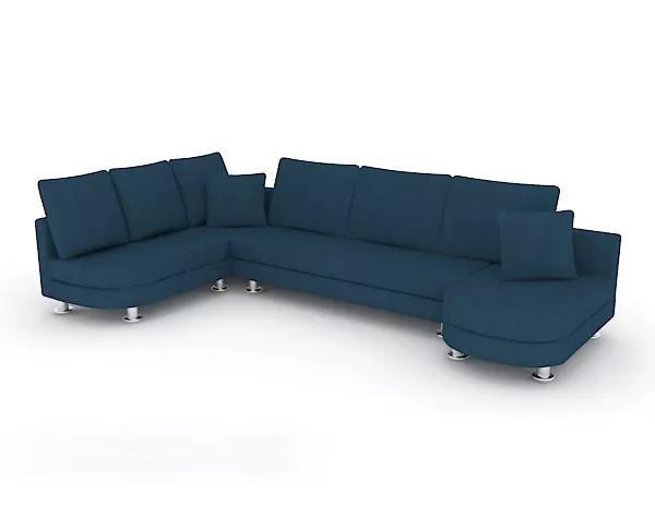 Blue Fabric Set Of Sofa 3d model Blue Fabric Set Of Sofa 3d model