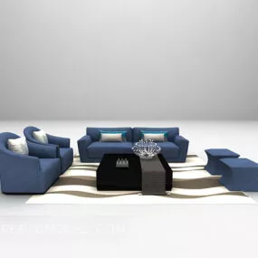 Blue Combination Sofa Furniture 3d model