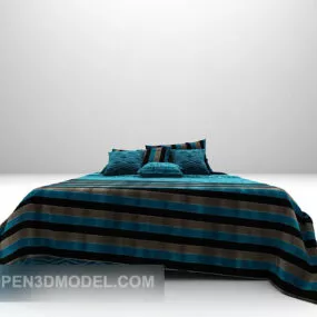 Blue Velvet Double Bed Furniture 3d model