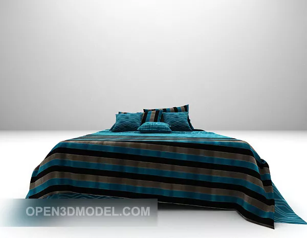 Blue Velvet Double Bed Furniture 3d model Blue Velvet Double Bed Furniture 3d model