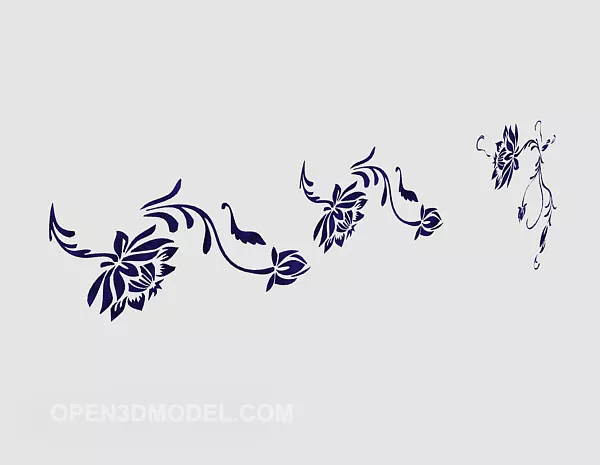 Chinese Four Paintings With Text 3d model