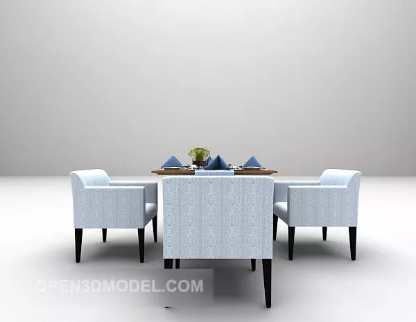 Dinning Room Long Distance Table 3d model