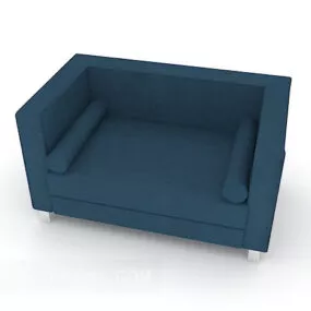 Single Blue Square Sofa 3d model