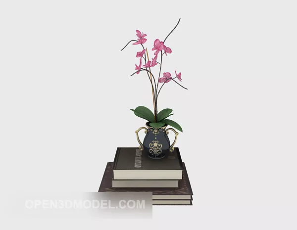 Open Books On Wood Stand 3d model