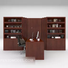 Wooden Bookcase Large Size 3d model