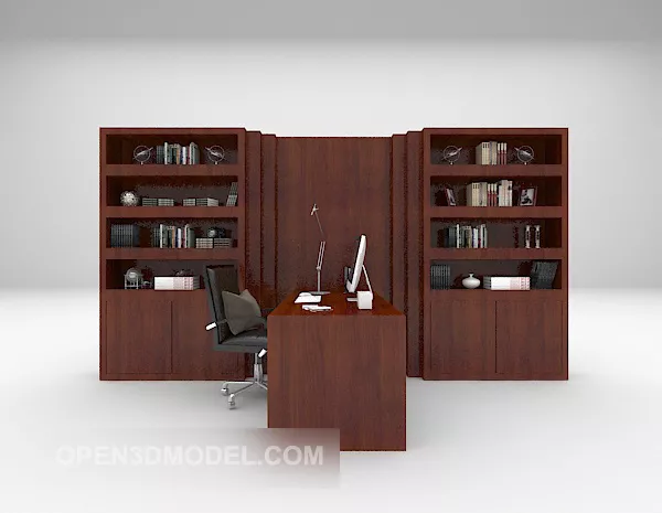 Wooden Bookcase Large Size 3d model Wooden Bookcase Large Size 3d model