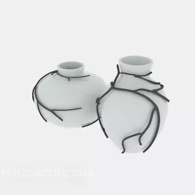 Branch Ivy On Ceramic Vase 3d model
