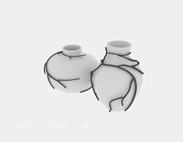 Branch Ivy On Ceramic Vase 3d model Branch Ivy On Ceramic Vase 3d model