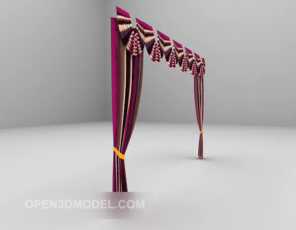 Vintage Red Curtain Furniture 3d model Vintage Red Curtain Furniture 3d model