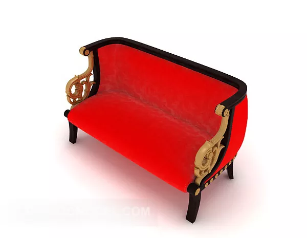 European Multi-seaters Sofa Red Fabric 3d model European Multi-seaters Sofa Red Fabric 3d model