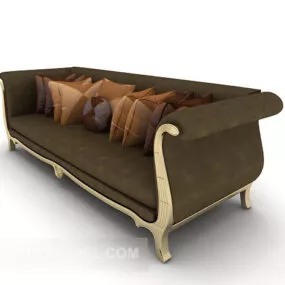 Brown European Sofa 3d model