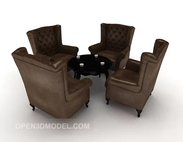 Brown European Desk Chairs 3d model Brown European Desk Chairs 3d model