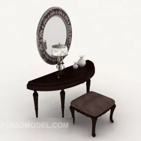 Brown European Dresser 3d model