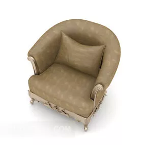 Brown European Home Single Sofa 3d model