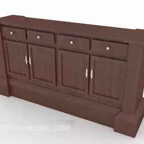 Brown European Solid Wood Cabinet 3d model