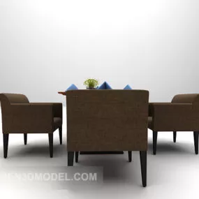 European Table And Chair Brown Color 3d model