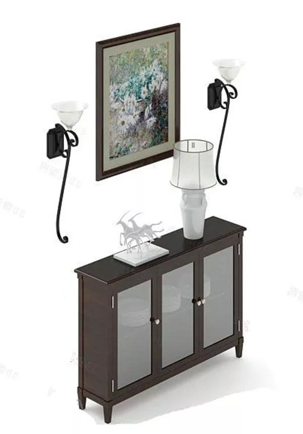 Office Hall Space With Reception And Lighting Decoration 3d model