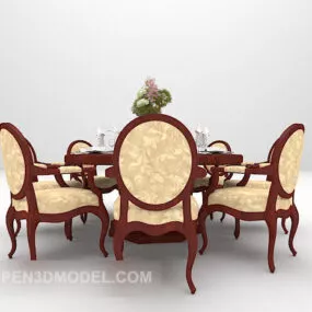 Brown Round Table European Design 3d model