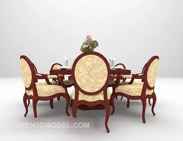 Brown Round Table European Design 3d model Brown Round Table European Design 3d model