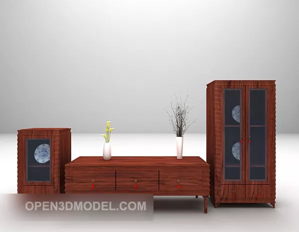 Brown Tv Cabinet With Closet 3d model Brown Tv Cabinet With Closet 3d model
