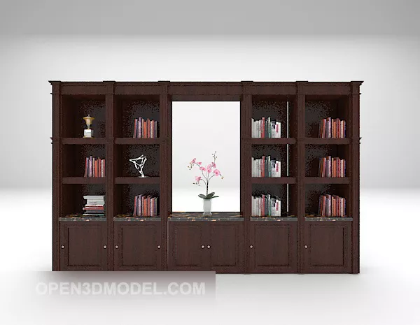 Bookcase With Shelf Slide Door 3d model