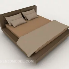 Brown Business Double Bed 3d model