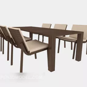 Brown Casual Table Chair 3d model