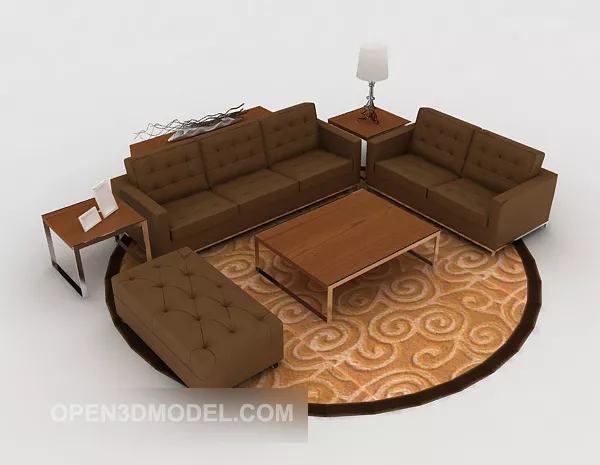 Brown Leather Antique Sofa Sets 3d model Brown Leather Antique Sofa Sets 3d model