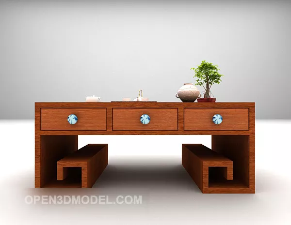 Brown Wood Desk 3d model Brown Wood Desk 3d model