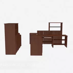 Brown Desk File Locker 3d model
