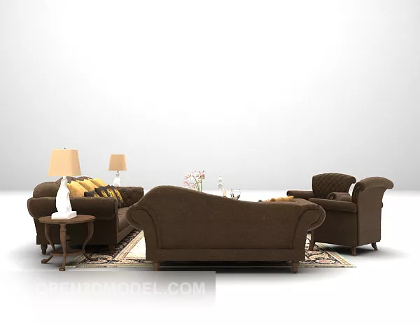 Home Brown Fabric Sofa Set 3d model Home Brown Fabric Sofa Set 3d model