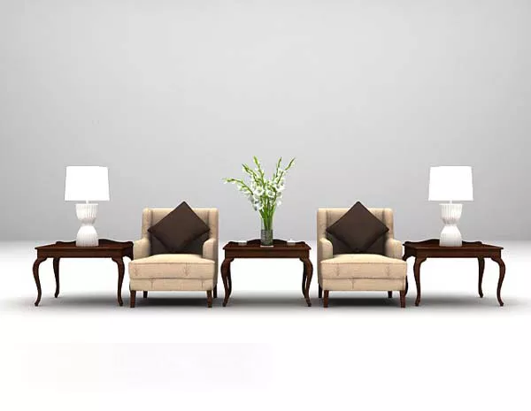 Classic Fabric Table And Chair Combination 3d model Classic Fabric Table And Chair Combination 3d model