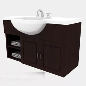 Brown Home Bath Cabinet 3d model