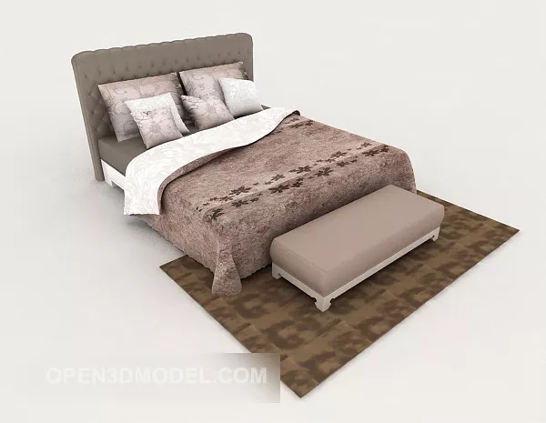 Brown Home Double Bed V6 3d model Brown Home Double Bed V6 3d model