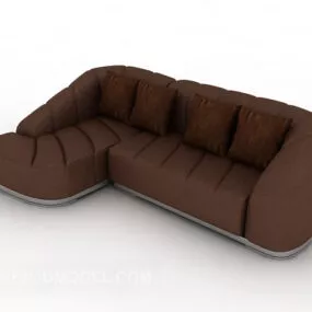 Brown Leather Multiplayer Sofa 3d model