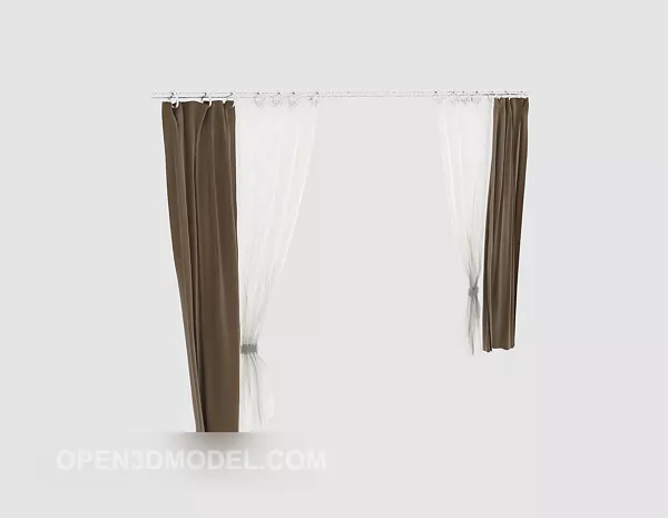 Curtains Set Vintage Texture 3d model