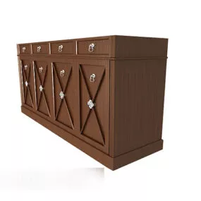 Brown Minimalist Side Cabinet 3d model