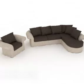 Brown Modern Multiplayer Sofa 3d model