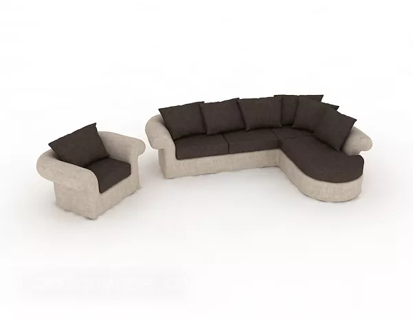 Brown Modern Multiplayer Sofa 3d model Brown Modern Multiplayer Sofa 3d model